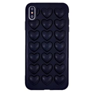 Imagem de DMaos Capa feminina compatível com iPhone XR 3D, coração bolha, kawaii, gel, fofa, feminina, para iPhone 10r 6,1 polegadas - preta