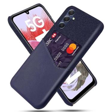 Imagem de Capa para Samsung Galaxy M34 5G,Tela e tampa de couro PU,Anti-deslizante,Resistência à impressão digital,Caso de proteção de 360°com 1 slot de cartão atrás-Blue