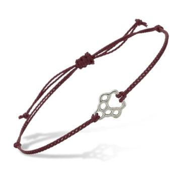 Imagem de PATIKIL Pulseira de cordão com estampa de pata de cachorro, pulseira de corda trançada feita à mão ajustável com pingente para amizade, joias artesanais, 11.8 inch, Corda de cordão, Sem pedra