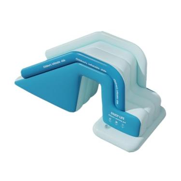 Imagem de Gralara Tobogã inflável para piscina, tobogã aquático, prático para crianças, aquático estável em PVC para a família, piscina de verão acima do solo no, Azul