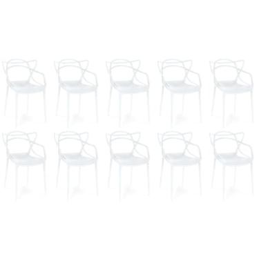 Imagem de Kit 10 Cadeiras de Jantar Allegra Prática Empilhável - Branco