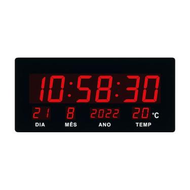Imagem de Relógio Digital De Parede Com Data Hora E Temperatura 45.5cm