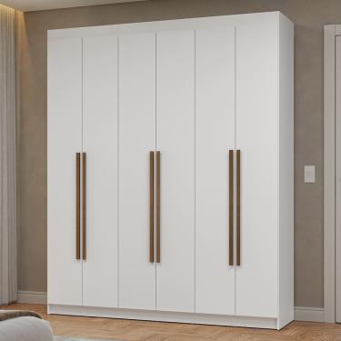 Imagem de Guarda-Roupa Casal 6 Portas Batentes Branco/Branco/Rustic Netuno Madesa