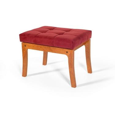 Imagem de Puff De Madeira Com Estofado Retangular Vezena Bordô
