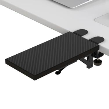Imagem de Sisyphy Bandeja extensora de mesa ergonômica, braçadeira sem perfuração de 30 x 15 cm, bandeja dobrável para gaveta de teclado, suporte de descanso de pulso para braço de mesa, suporte de braço de