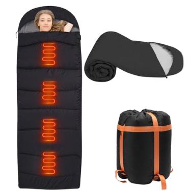 Imagem de Sacos de dormir aquecidos para adultos, clima frio, 4 peças, áreas de aquecimento, sacos de dormir compacto, saco de dormir de algodão essencial para acampamento, trilhas