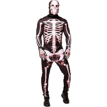 Imagem de Fantasia de Halloween Adulta Masculino Luxo Esqueleto Com Máscara e Luvas P 36-38