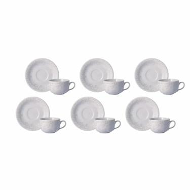 Imagem de Estojo com 6 Xícaras de Café com Pires em Porcelana, Modelo Voyage, Redondo, Decoração Guaporé, Porcelana Schmidt