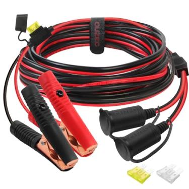 Imagem de CUZEC Cabo De Extensão 14 Awg 10 Pés / 3,05 M, Tomada Dupla Com Braçadeira Bateria, 12 V/24 V, Clipe E Adaptador Para Acendedor Cigarros