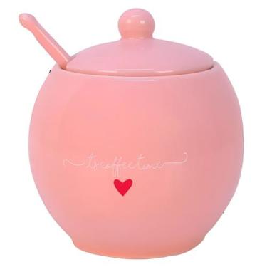 Imagem de Açucareiro com Colhe L'amour em Porcelana 350ml - Hauskraft, Rosa
