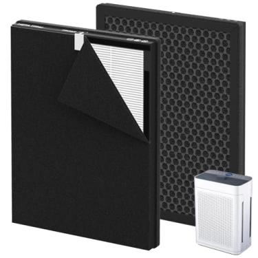 Imagem de Pacote com 2 filtros de substituição K2 compatíveis com purificador de ar LUNINO K2, filtros de dupla face para casa grande sala de até 3000 m² H13 True HEPA e filtro de carvão ativado
