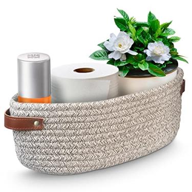 Imagem de AmapleL Cesta de armazenamento de tecido com alças para regata de banheiro, organizador de armazenamento de banheiro, cesto de cesto de banheiro, cestas organizadoras de decoração de casa para banheiro, quarto, sala de estar