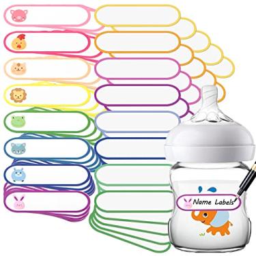 Imagem de Coowayze Etiquetas De Nome À Prova D'Água Para Crianças, Mamadeiras Creche, 80 Adesivos Autolaminados Material Escolar, Laváveis Na Máquina Lavar Louça, Personalizadas E Chupetas