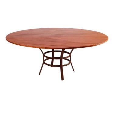 Imagem de Mesa Cozinha Vila Real Alumínio Tampo de Madeira 1,80m - NossaKasa Móv