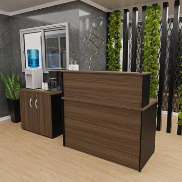 Imagem de Conjunto Armário Baixo Balcão Atendimento Recepção Netmobil	