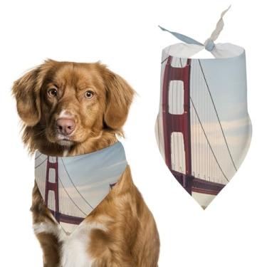 Imagem de Cachecol de poliéster triângulo estampado ponte Golden Gate Bridge - Tamanho único (70 x 30 cm)
