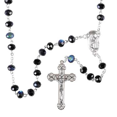 Imagem de Dicksons Colar de terço elegante, crucifixo clássico e medalha milagrosa, contas de oração católica para homens e mulheres – Presente religioso durável e feito à mão, Zinco, Sem Pedra Preciosa