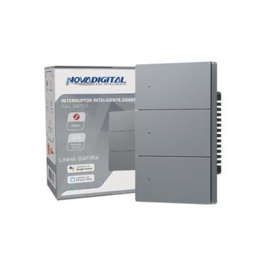 Imagem de Interruptor Inteligente Zigbee 3 Botões Linha Safira Novadigital