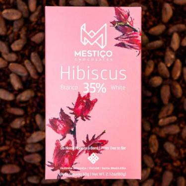 Imagem de Mestiço Chocolate Branco com Hibiscus 35%, Artesanal, Fazenda Bonança, 60g