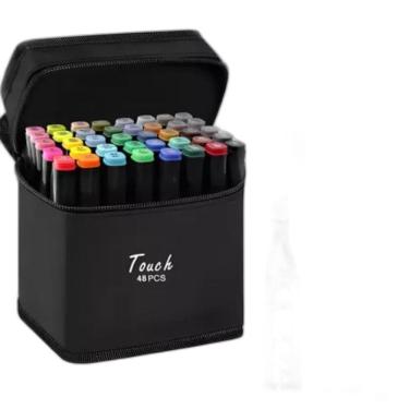 Imagem de Conjunto Canetas Marcador Permanente Ponta Dupla 48 Cores