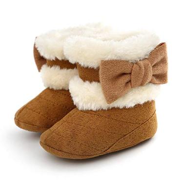 Imagem de Botas de neve para meninos e meninas com sola macia, botas de inverno antiderrapantes para bebês e bebês, B-brown, 6-12 Months Infant