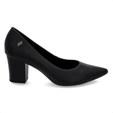 Imagem de Scarpin Usaflex Feminino Salto Bloco Couro Bico Fino Preto Ep02001001 39