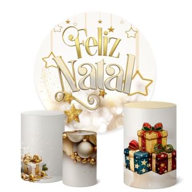 Imagem de Trio Capas Cilindro + Painel Sublimado Festa 1,50m Natal (K1NAT090)