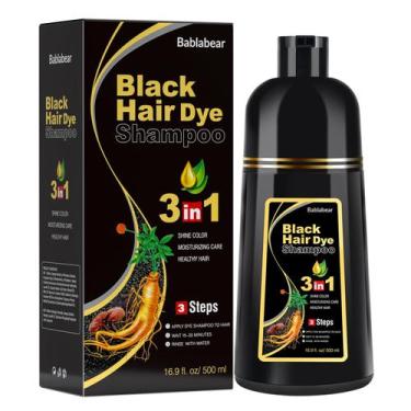 Imagem de Shampoo de tintura de cabelo Bablabear MEIDU Black 500mL com cobertura