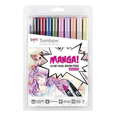 Imagem de Tombow Abt-10c - Manga Pintor de Fibra, Caneta de Escova Dupla com Ponta Fina, Conjunto Shojo Manga 10-Peças
