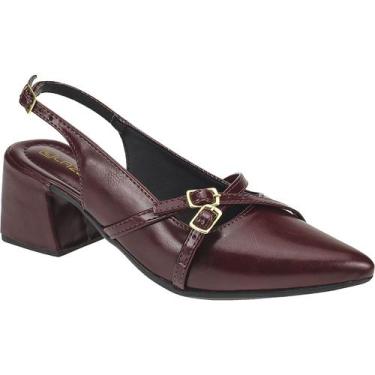 Imagem de Sapato Slingback Bico Fino Scarpin Feminino Salto Grosso - LAZZLU, Mar