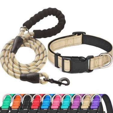 Imagem de Conjunto de coleira e coleira para cães Ladoogo Reflective Neoprene pa