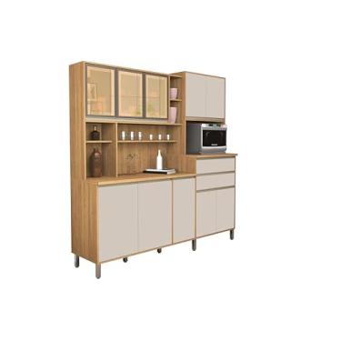 Imagem de Armário De Cozinha Gabi 10 Portas Reflecta Puxadores E Pés Cromados Detalhe Versátil