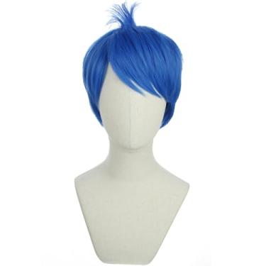 Imagem de BERON Peruca de cabelo liso e curto com franja Blue Bob, para meninas, pequena rede, filme, cosplay, uso animal, touca de peruca inclui