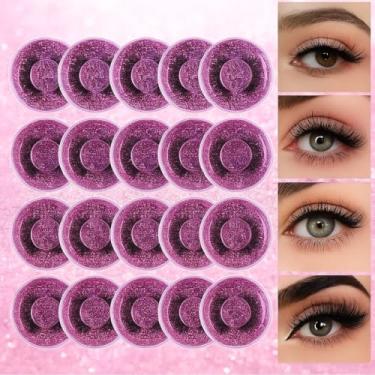 Imagem de Cílios Postiços 3D, 1 Par, modelos disponíveis R1-R2-R3-R4 com Diferentes Comprimentos, Estojo Rosa com Glitter