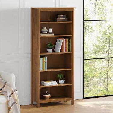 Imagem de Estante Alta com 5 Prateleiras Madeira Maciça Maia Amendoa