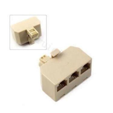 Imagem de Conector triplo RJ11 emenda 3 RJ11 para 1 rj11 macho 4 vias linha tele