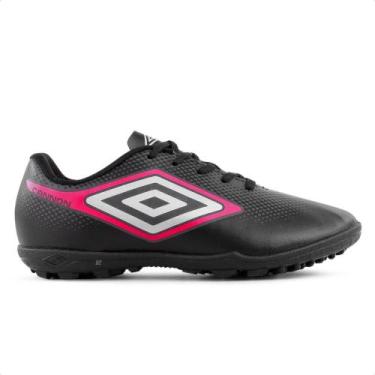 Imagem de Chuteira Society Umbro Cannon Jr Infantil, 35, Preto, Cinza
