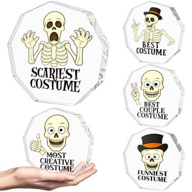 Imagem de Renbuzhu 5 peças de concurso de fantasia de Halloween crânio troféu acrílico, prêmios de melhor fantasia, troféus, presentes, decorações de festa