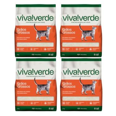 Imagem de Kit 4 Areia Viva Verde Grãos Grossos 16kg Gatos Biodegradável