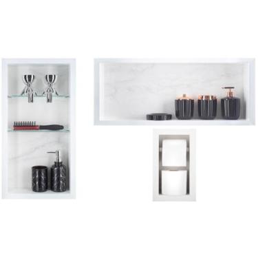 Imagem de Nicho Em Porcelanato Para Banheiro - kit com 3 peças (Carrara) - Oeste