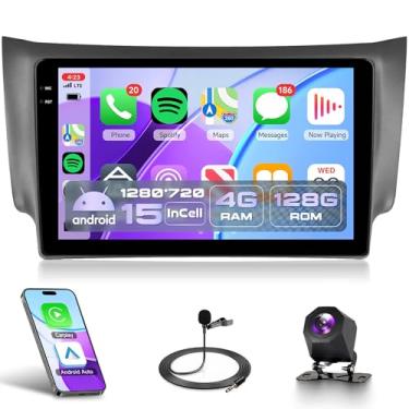 Imagem de Rádio automotivo 4G + 128G Android 15 para Nissan Sentra Sylphy B17 2013-2017, Rimoody estéreo para carro com carplay sem fio, Android, Auto GPS, WiFi, tela sensível ao toque de 10,1 polegadas
