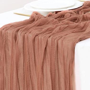 Imagem de Caminho de mesa Socomi de morim, estilo boho rústico, 3 m, para decoração de casa, festa de casamento, chá de bebê, aniversário, datas comemorativas, rose empoeirado