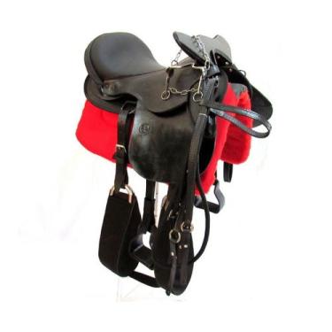 Imagem de Sela Preta De Cabeça Para Cavalos 18 Polegadas Para Montaria E Cavalga