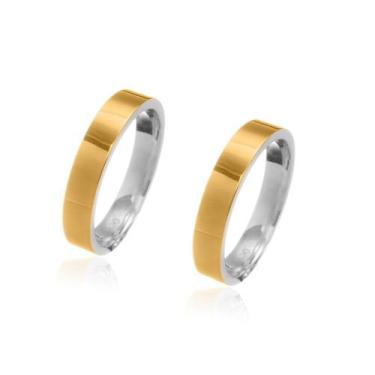 Imagem de Alianças Lumini encapadas em Ouro 18k com 4 mm de largura - JoiaUnica
