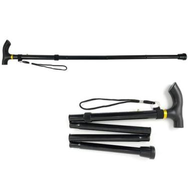 Imagem de Bengala Dobrável Alumínio Altura Regulável 5 Tamanhos Preta - Negocio 