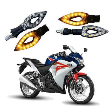 Imagem de Kit 4 Setas Esportivas Led P01C Carbono Modelo Flecha vazado Moto CBR 