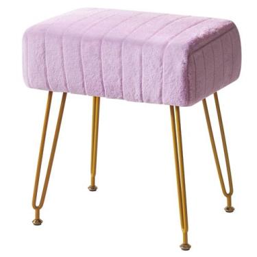 Imagem de Banco de apoio para os pés Ottoman IBUYKE Velvet Purple com pernas dou