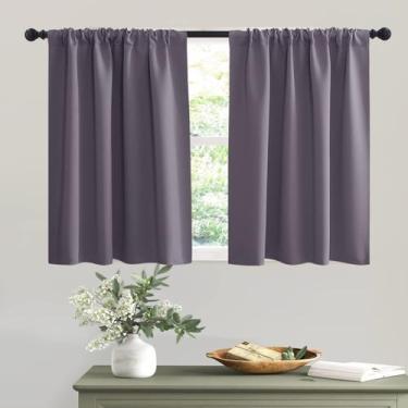 Imagem de Cortinas de janela RYB HOME Blackout W 107 x L 91 cm Roxo acinzentado
