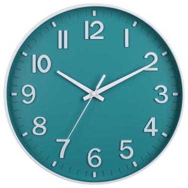 Imagem de Relógio de parede HZDHCLH Teal 30 cm operado por bateria, silencioso e
