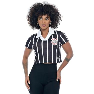 Imagem de Camisa Polo Cropped Corinthians, Feminina, Preta,P
